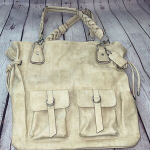 Creative Memories Nancy O'Dell Scrapbooking Bag Tote Cream with Snake Skin Print